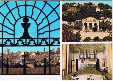 Israel Postcard Gethsemane with General View of Jerusalem Multi View