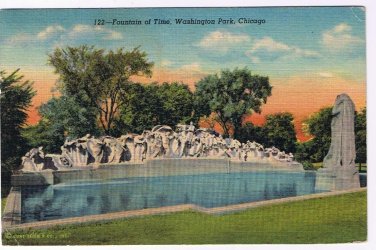 Illinois Postcard Chicago Washington Park Fountains of Time