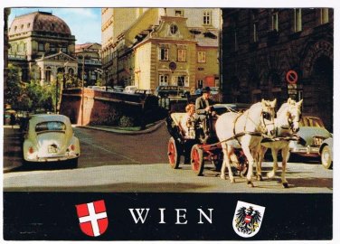 Austria Postcard Vienna Horse Drawn Cab Moelkerbastei University