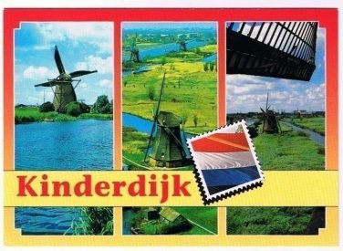 Holland Netherlands Postcard Multi View Kinderdijk Windmills