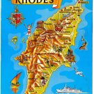 Greece Postcard Rhodes Pictoral Map