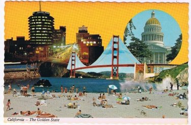 California Postcard The Golden State Multi View
