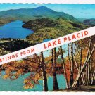 New York Postcard Lake Placid Greetings Dual View Whiteface Mt Mirror Lake