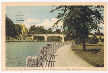 Ontario Postcard Ottawa Dominion Driveway Rideau Canal Bank St Bridge