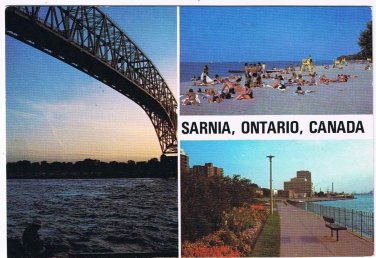 Sarnia Ontario Postcard Multi View Riverwalk Beach Bluewater Bridge