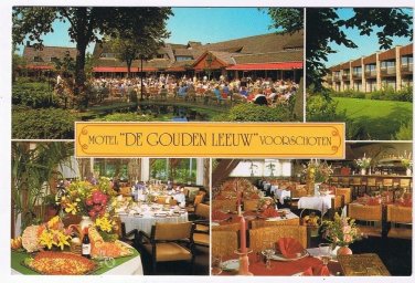 Holland Netherland Postcard Motel De Gouden Leeuw Voorschoten