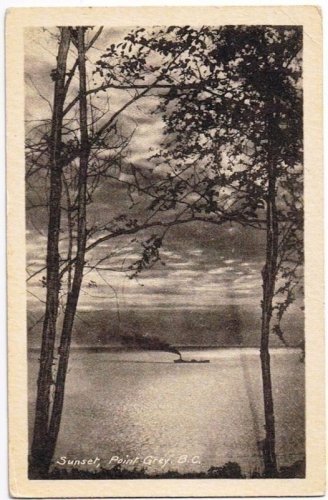 Point Grey British Columbia RPPC Postcard Sunset Ship Crossing Heliotype