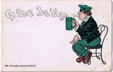 St Patrick's Day Postcard O Be Jolly Irishman Beer E B & E Undivided Back 229