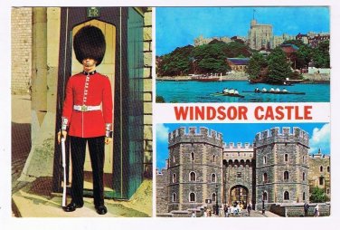 England UK  Postcard Windsor Castle Multi View Busby Rowers