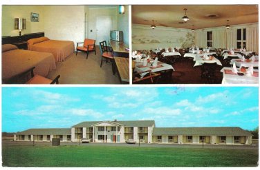 New York Postcard Manchester Abbott's Motel And Steak Out Restaurant