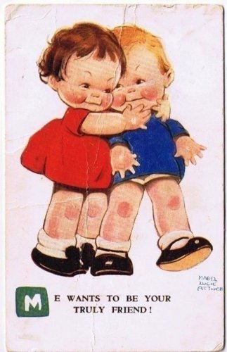 Darling Postcard Cute Girl Boy Mabel Lucie Attwell Signed Wants To Be Friend