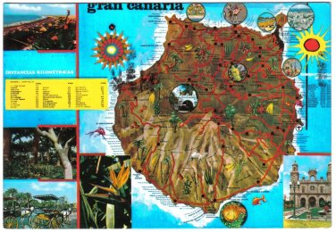 Spain Postcard Canary Islands Grand Canaria Map