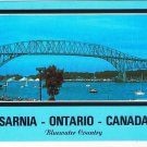 Sarnia Ontario Postcard Bluewater Bridge Boats On Lake St Clair