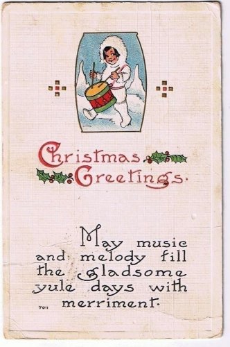 Christmas Postcard Little Drummer Boy White Suit S Bergman New York 1912