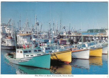 Nova Scotia Postcard Yarmouth The Fleet At Rest Ships at Anchor