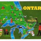 Ontario Postcard Pictoral Map Great Lakes RCMP CN Tower