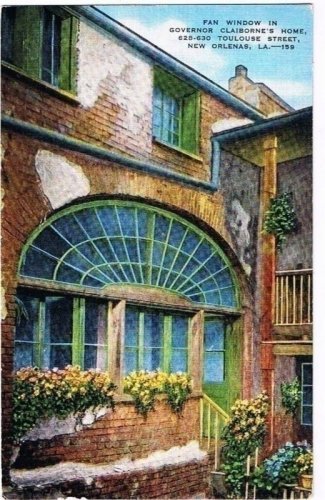 New Orleans Louisiana Postcard Fan Window Claiborne Home Toulouse Street