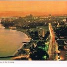 Honolulu Hawaii Postcard Kalakaua Avenue Evening Golden  Backdrop