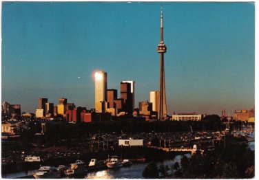 Ontario Postcard Toronto Downtown Evening Scene CN Tower