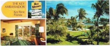 Key West Florida Postcard Best Western Ambassador Multi View Long Card