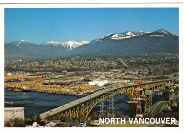 British Columbia Postcard North Vancouver Second Narrows Bridge