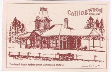 Ontario Postcard Collingwood Grand Trunk Railway Depot