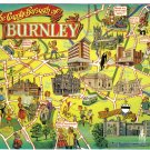 United Kingdom UK Postcard County Borough Of Burnley Pictoral Map