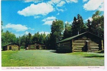 Ontario Postcard Thunder Bay 1910 Bush Camp Centennial Park