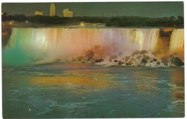 Ontario Postcard Niagara Falls View of Niagara Falls New York Night Illuminated