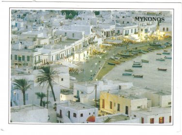 Greece Postcard Mykonos Beach Boats Houses