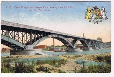 Ontario Postcard Fort Erie Peace Bridge Niagara River Looking To Buffalo Leslie