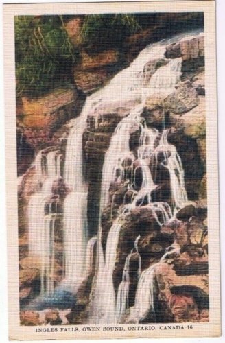 Ontario Postcard Owen Sound Ingles Falls Linen Jack Bain