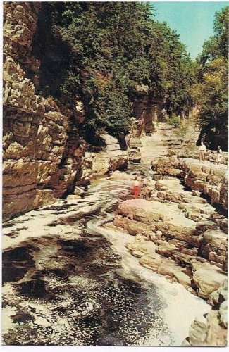 Ausable Chasm New York Postcard Downriver From Pulpit Rock