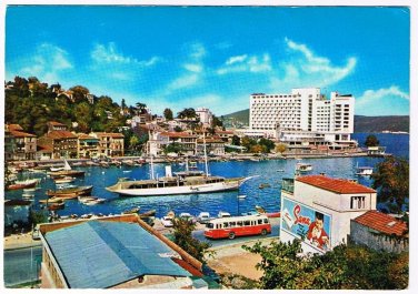 Turkey Postcard Tarabya The Bosphorus Ships Bus
