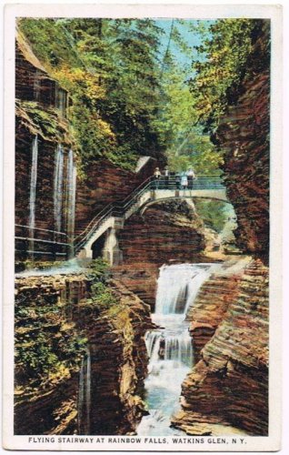 Watkins Glen New York Postcard Flying Stairway Rainbow Fal Curteich A-91749 1922