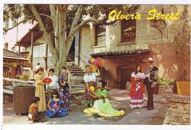 California Postcard Los Angeles Olvera Street Native Costumes Festive Holiday