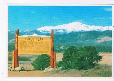 Colorado Postcard Pikes Peak Welcome Sign