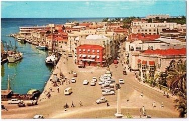 Barbados West Indies Caribbean Postcard Bridgetown Old Cars Port View Ships