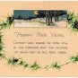 Happy New Year Postcard Pine Cone Wreath Moonlight Snow Scene