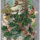 Christmas Postcard Mistletoe Snow Covered House Scene