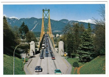 British Columbia Postcard Vancouver Lions Gate Bridge North Shore Mountains