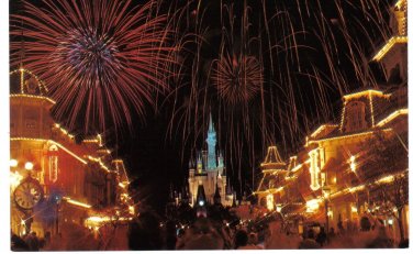 Florida Postcard Walt Disney Magic Kingdom Fantasy In The Sky Fireworks