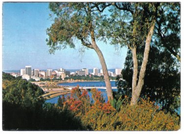 Australia Postcard Perth Narrows Bridge and Perth Skyline