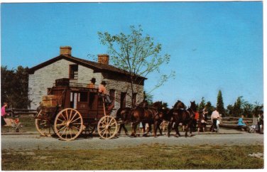 Ontario Postcard Morrisburg Upper Canada Village Stage Coach Schoolmaster House