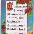 Christmas Postcard Poinsettia Farm Scene