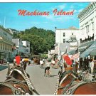 Michigan Postcard Mackinac Island Typical Street Scene Horse Drawn Carriages