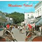 Michigan Postcard Mackinac Island Typical Street Scene Horse Drawn Carriages