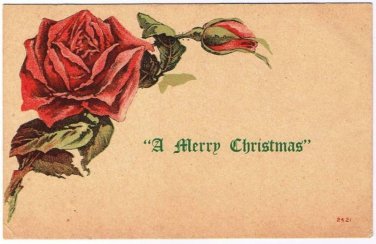 Christmas Postcard Merry Christmas Rose VINTAGE