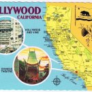 California Postcard Hollywood Pictorial Map