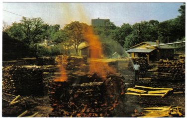 Tennessee Postcard Lynchburg Jack Daniels Distillery Making Charcoal